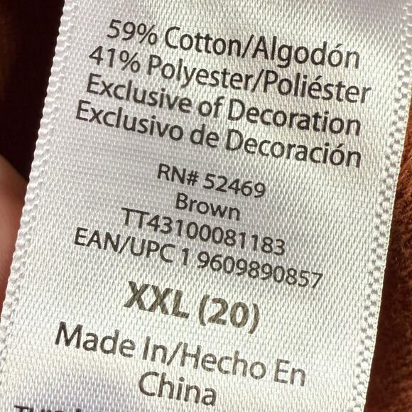 Time and Tru Brown Crew Neck Sweatshirt with quilted shoulders and ruffles XXL - Picture 6 of 6